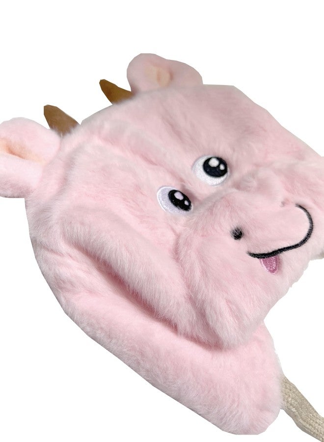 INFISPACE Kid's Animal Cow Costume Cap with Soft Fur Faux (Pack of 1) (Pink) - Image 2